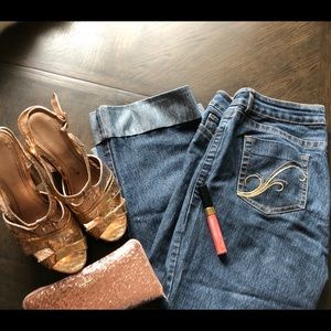 Grane Dark Wash Juniors crop cuffed jeans sz 13